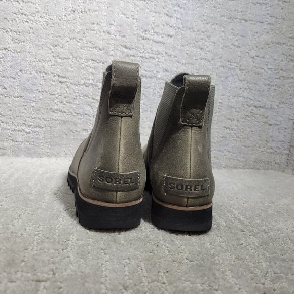 Sorel Harlow Women's Size US 5.5 Gray Leather Chelsea Pull On Ankle Boots NEW - Picture 4 of 9
